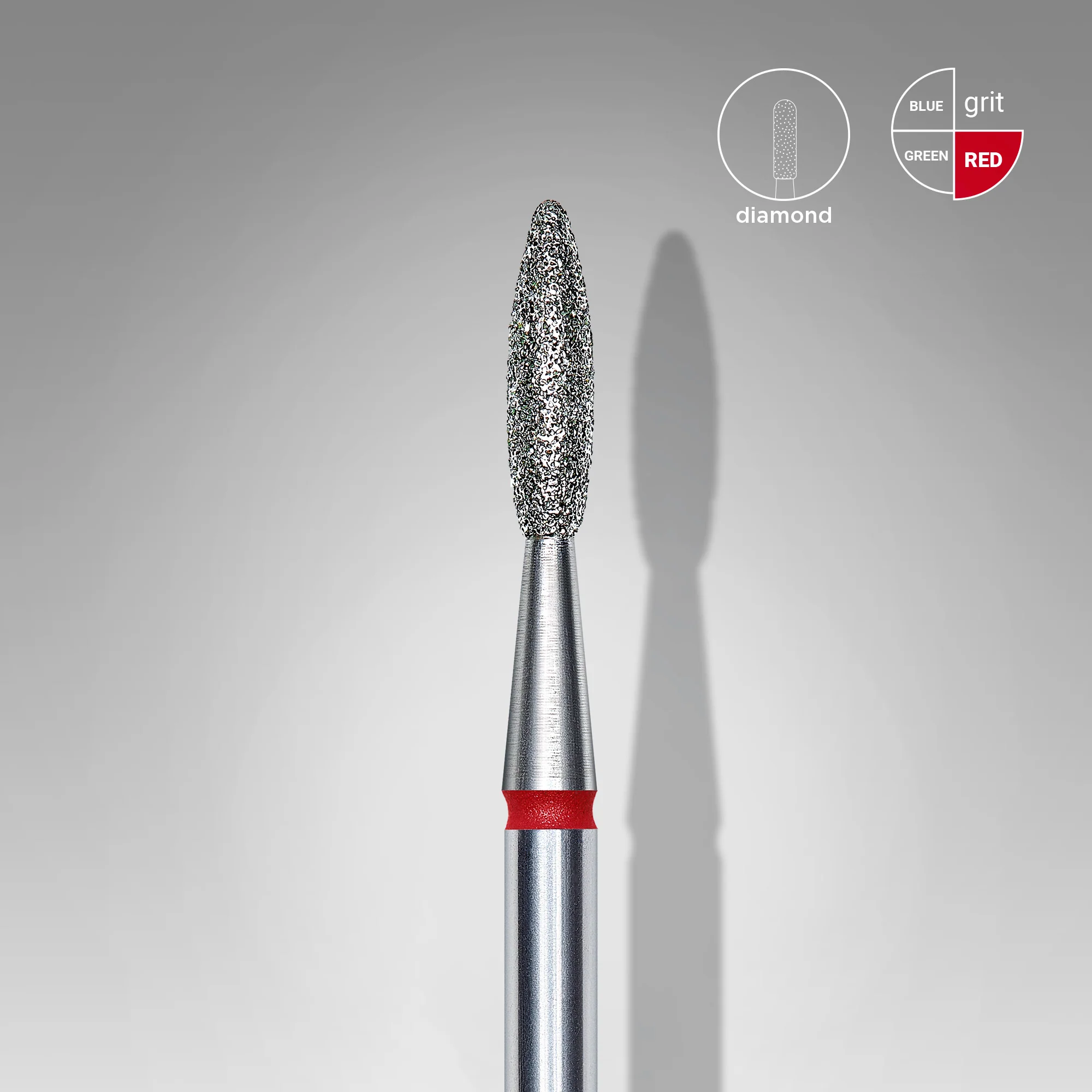 Queen's Cosmetics Marseille - Staleks pro - Embout diamant pour les ongles "Flamme pointue" Rouge 2.1/8 MM STALEKS PRO