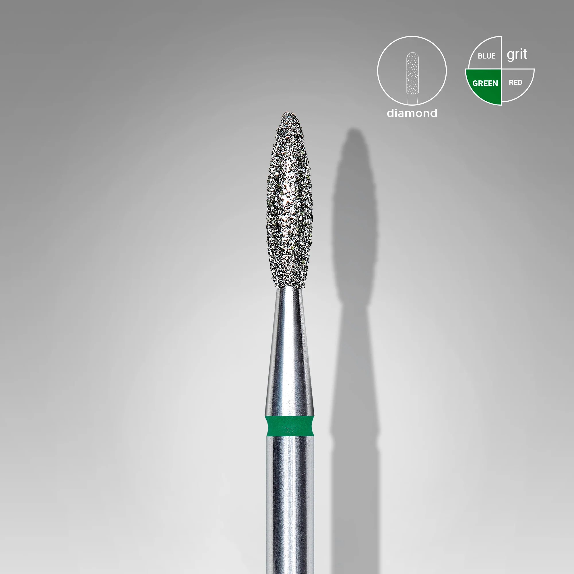 Queen's Cosmetics Marseille - Staleks pro - Embout diamant pour les ongles "Flamme" Vert 2.1/8 MM STALEKS PRO