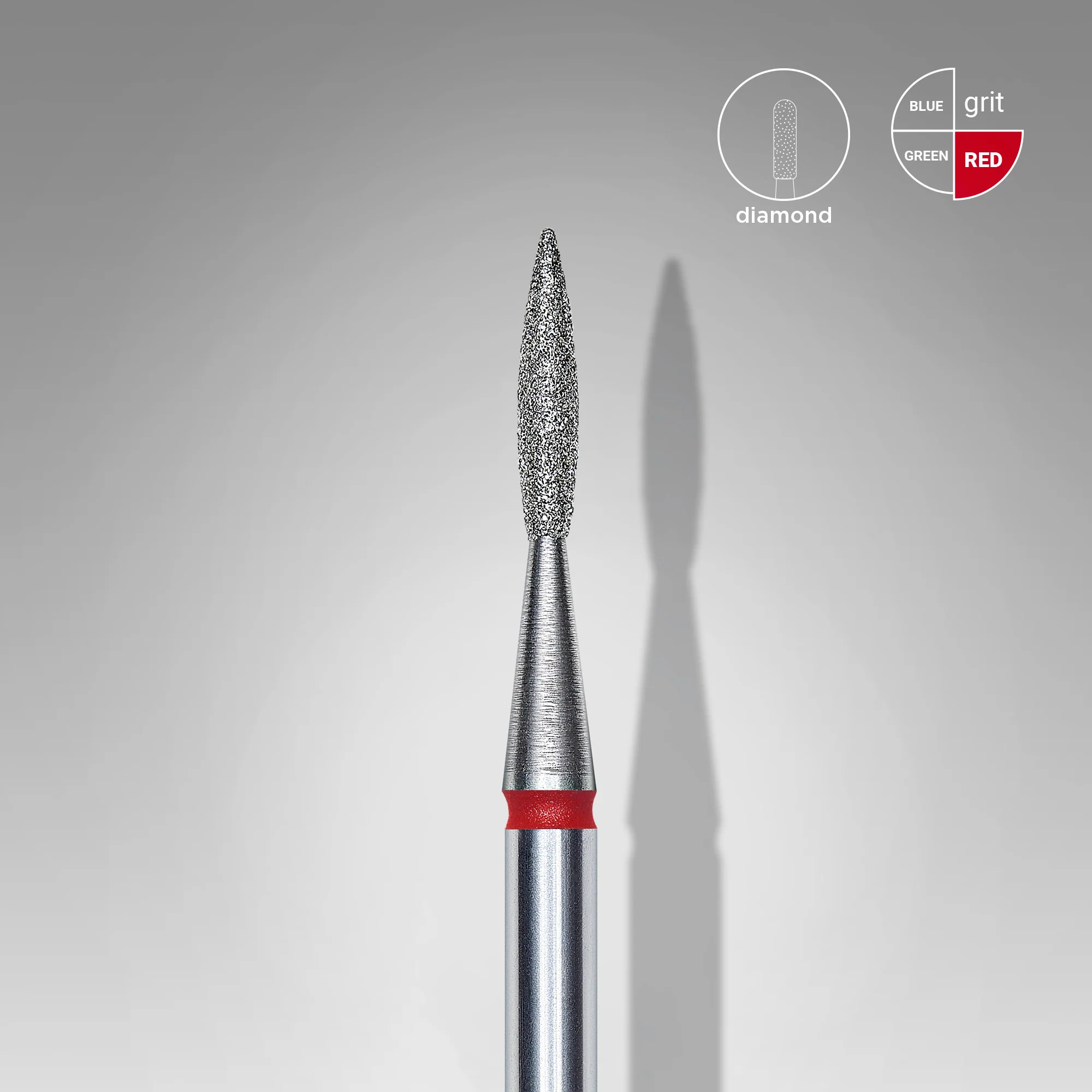 Queen's Cosmetics Marseille - Staleks pro - Embout diamant pour les ongles "Flamme pointue" Rouge 1.6/8 MM STALEKS PRO