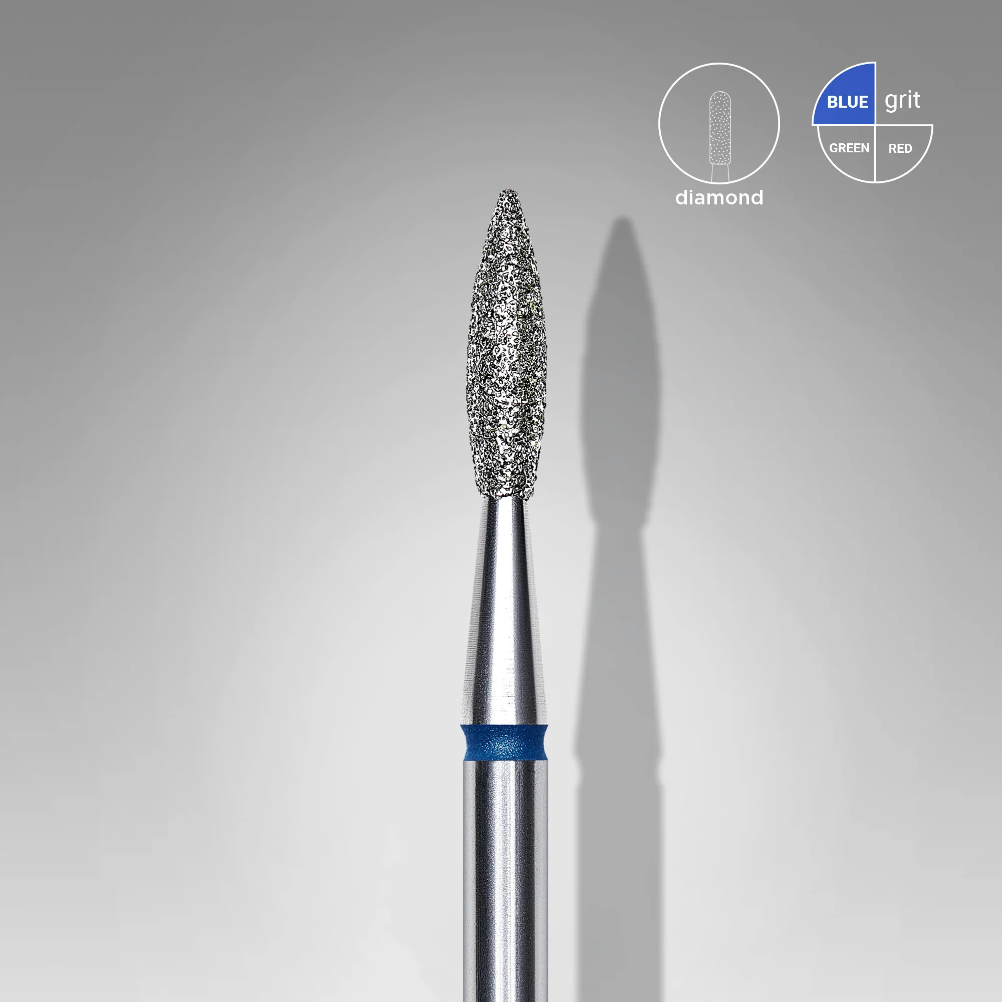 Queen's Cosmetics Marseille - Staleks pro - Embout diamant pour les ongles "Flamme pointue" Bleu 2.1/8 MM STALEKS PRO