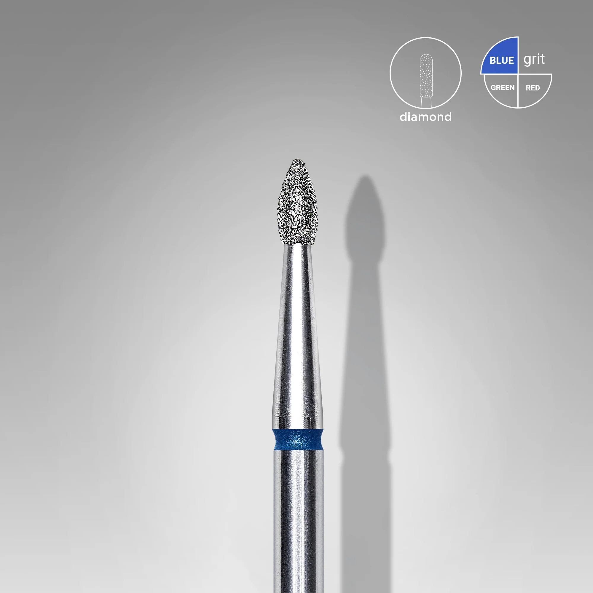 Queen's Cosmetics Marseille - Staleks pro - Embout diamant pour les ongles "Bourgeon pointu" Bleu 1.8/4 MM STALEKS PRO