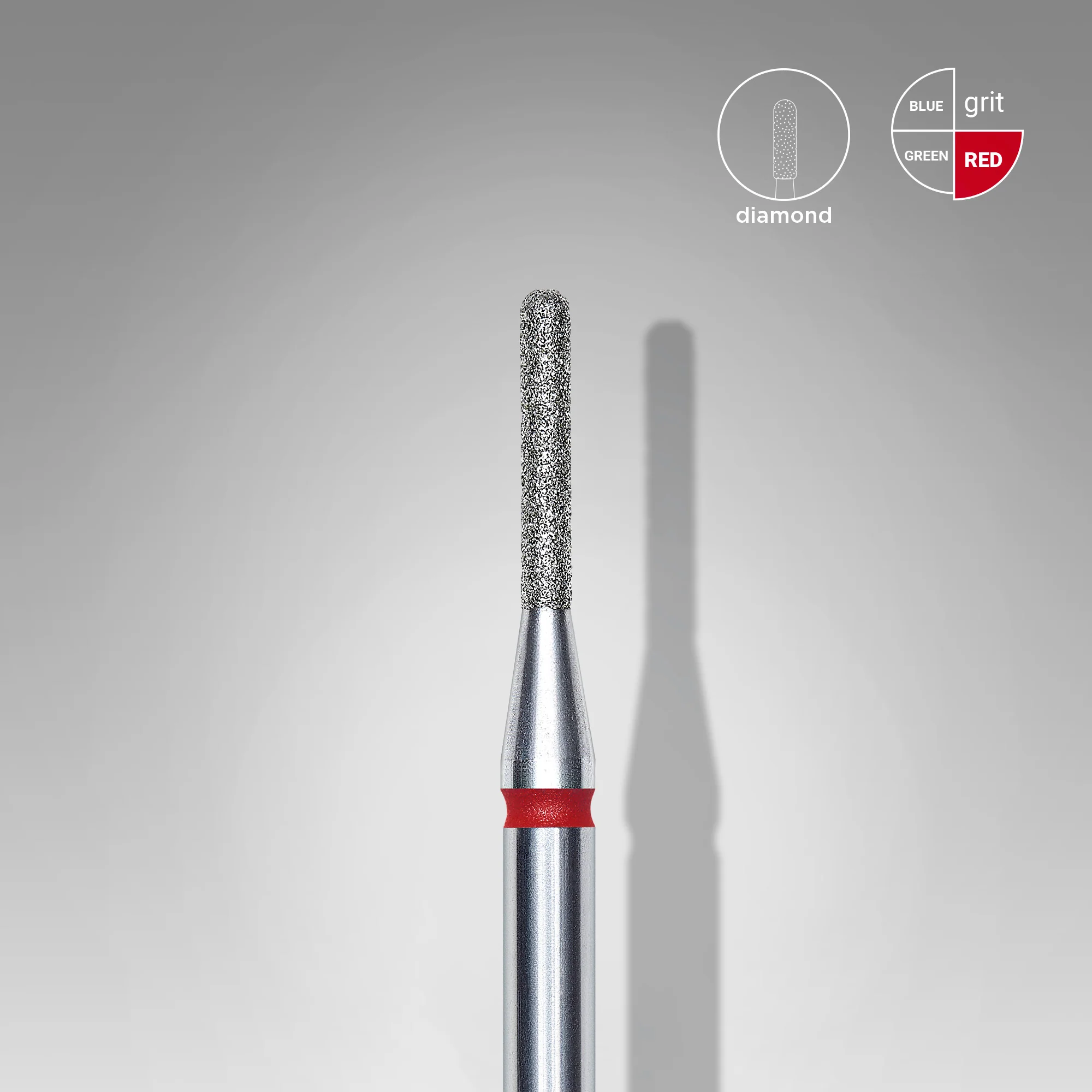 Queen's Cosmetics Marseille - Staleks pro - Embout diamant pour les ongles "Cylindre arrondi" Rouge 1.4/8 MM STALEKS PRO