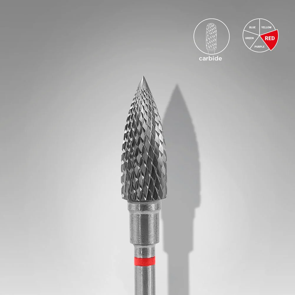 Queen's Cosmetics Marseille - Staleks pro - Embout en carbure pour les ongles "Flamme" Rouge 5/13.5 MM STALEKS PRO