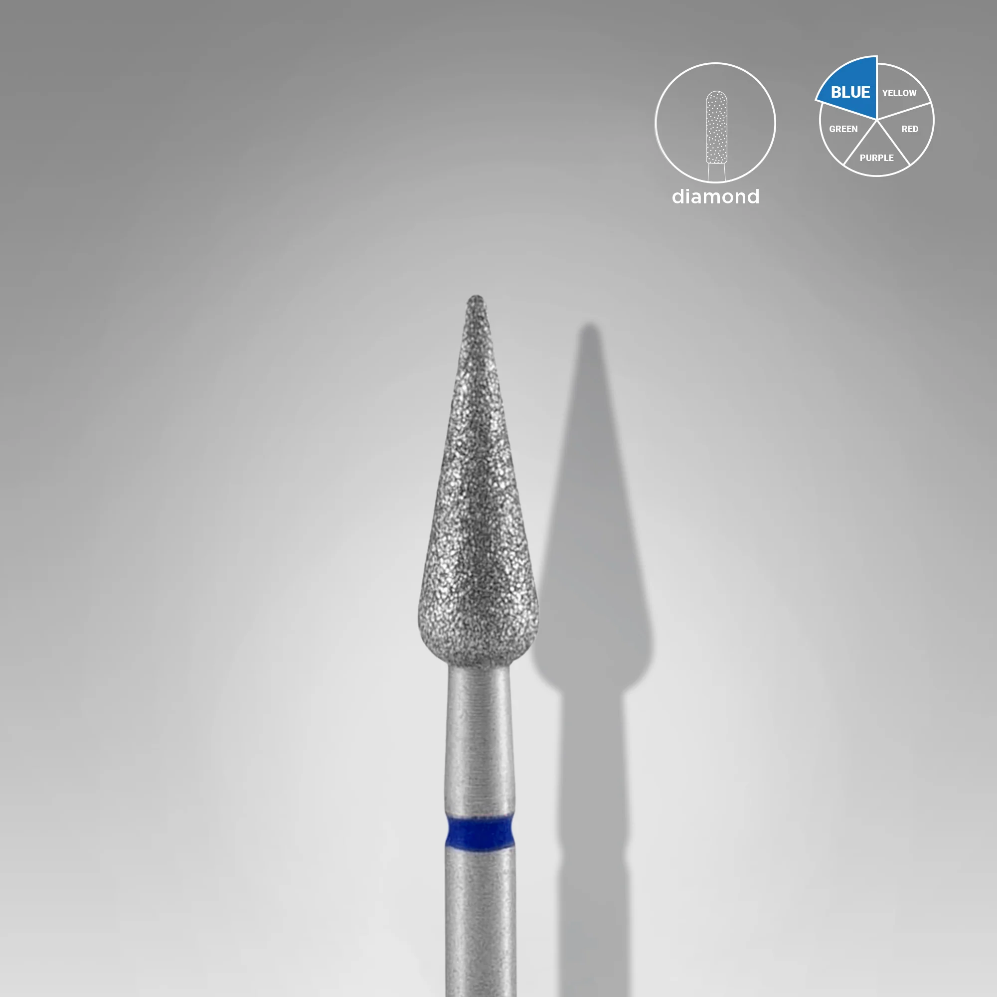 Queen's Cosmetics Marseille - Staleks pro - Embout diamant pour les ongles "Poire pointue" Bleu 4/12 MM STALEKS PRO