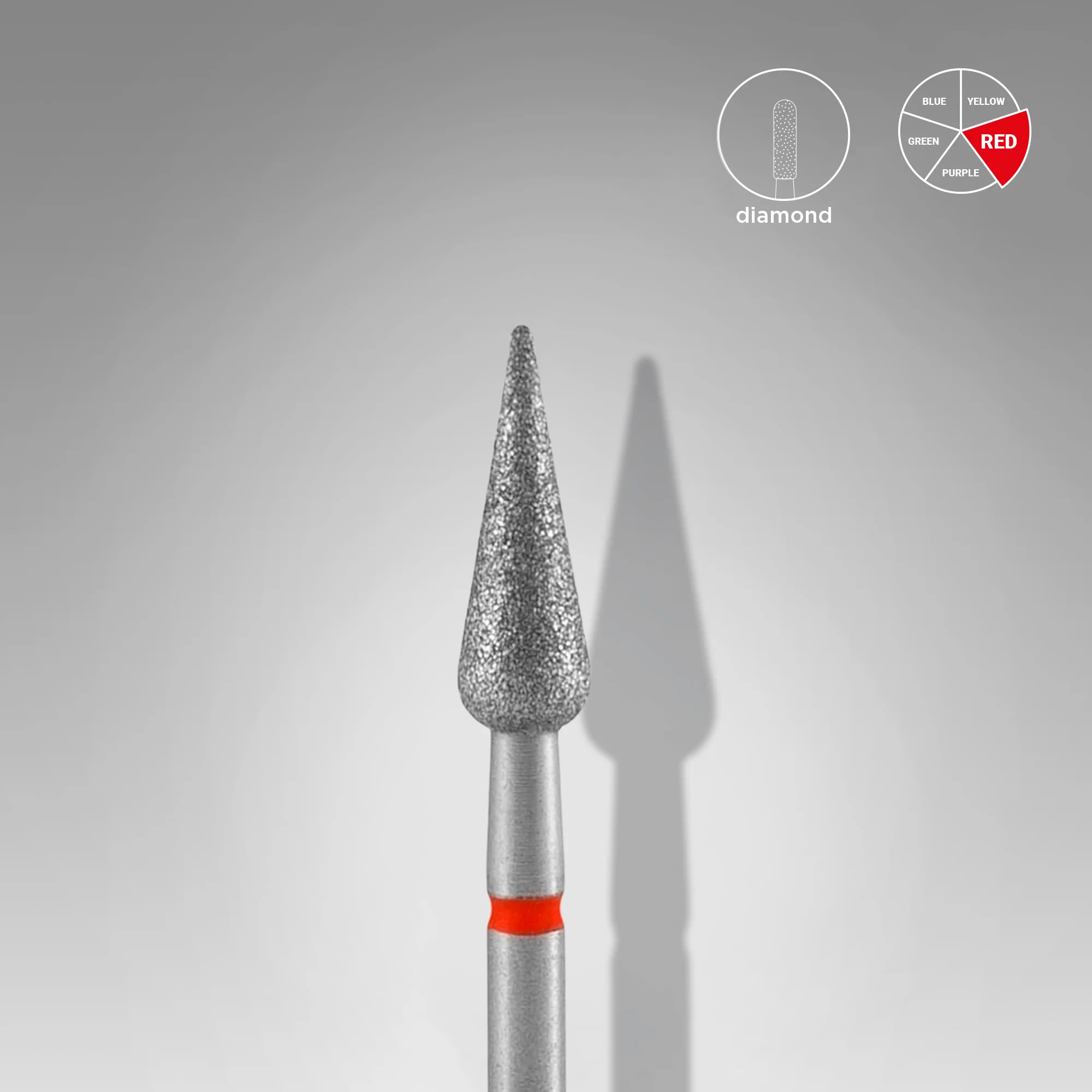 Queen's Cosmetics Marseille - Staleks pro - Embout diamant pour les ongles "Poire pointue" Rouge 4/12 MM STALEKS PRO