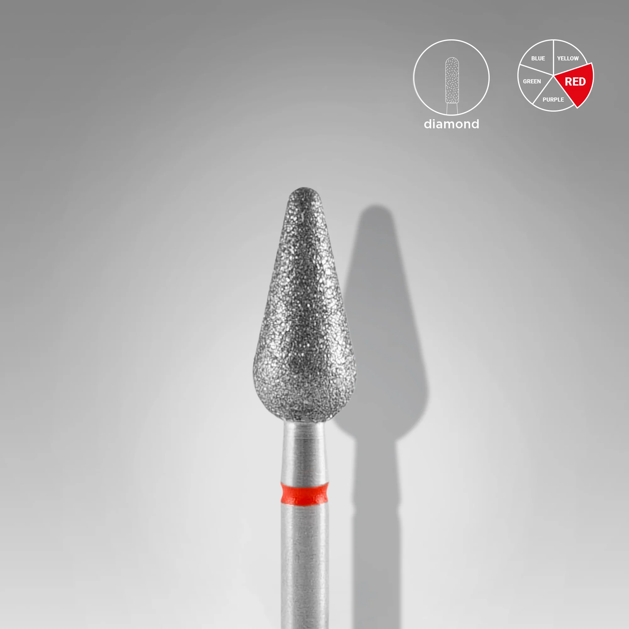 Queen's Cosmetics Marseille - Staleks pro - Embout diamant pour les ongles "Poire pointue" Rouge 5/12 MM STALEKS PRO