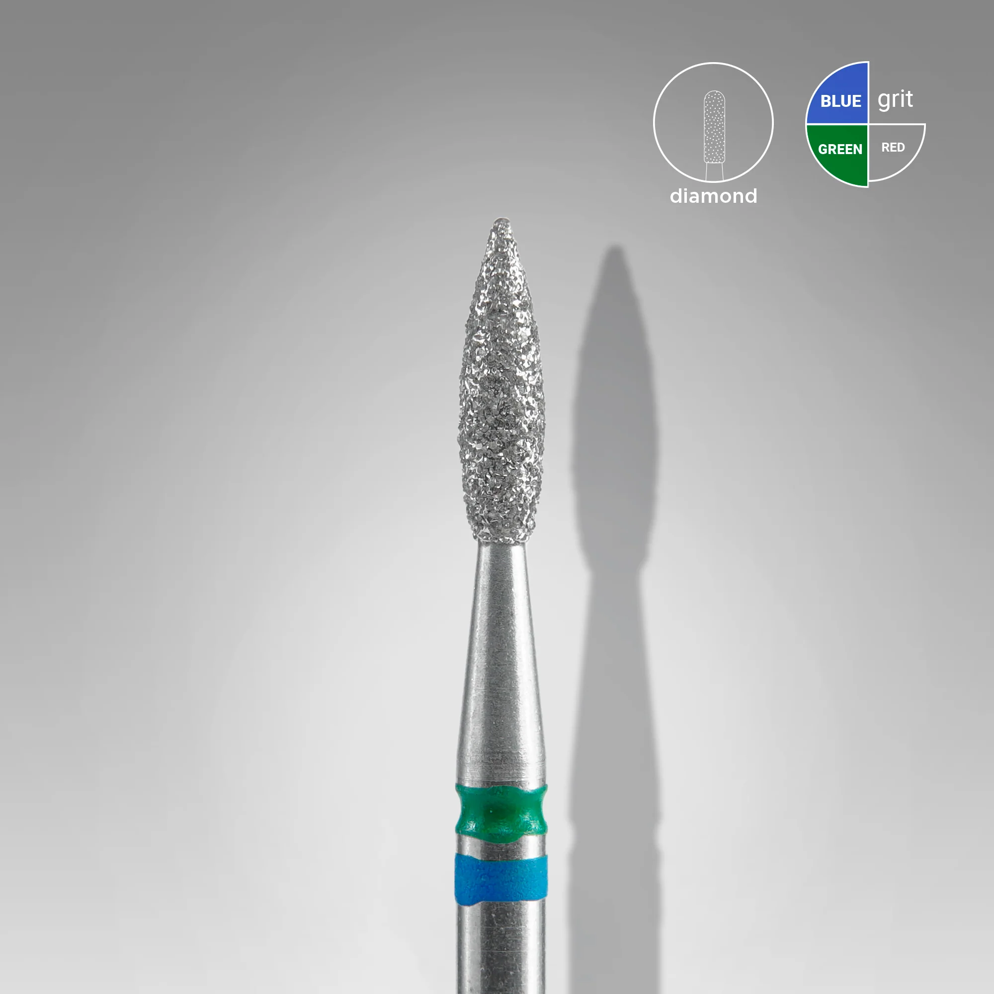 Queen's Cosmetics Marseille - Staleks pro - Embout diamant pour les ongles "Flamme" Bleu-Vert 2.1/8 MM STALEKS PRO