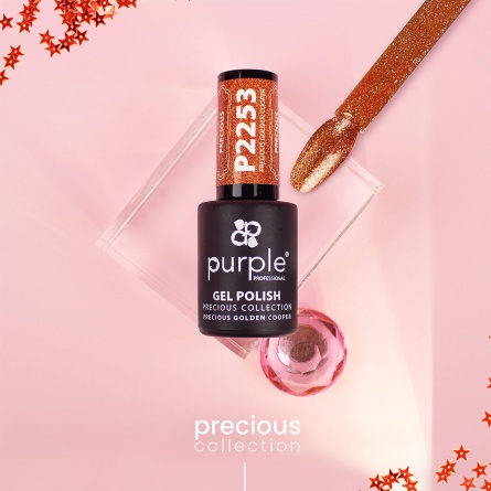 Queen's Cosmetics Marseille - Purple - GEL POLISH PRECIOUS GOLDEN COOPER P2253 PURPLE